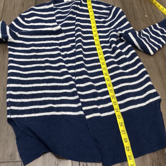 MADEWELL Cozy Walker Open Cardigan Wool Alpaca Blue White Stripe Sweater M0706 - Picture 9 of 9